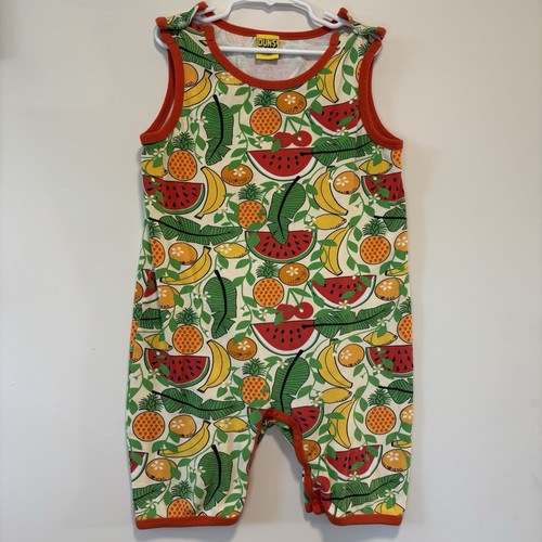 DUNS Sweden Shortie Latzhose Strampler Tropical Fruit Print Kind 122 cm / 6-7