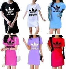 Adidas Womens Dress Short Sleeve Trefoil Ladies T shirt Dress Slim Fit