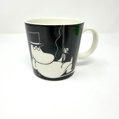 Arabia Finland Moomin Mug Moominpappa Black White Porcelain Cup Discontined