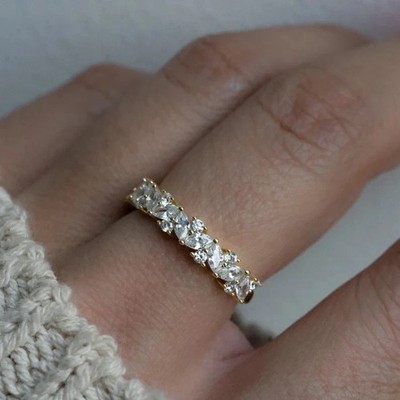 1CT Multi Lab Created Diamond Women's Half Eternity Wedding Band Ring 925 Silver