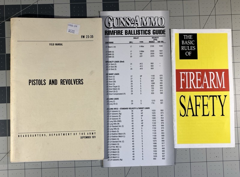 FM 23-35 Pistols Revolvers 1953 Manual JRR7, Rimfire Ballistic Guide