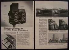 Photokraft Rolleicord Saimese-Twin Stereo Camera rig 1959 pictorial article