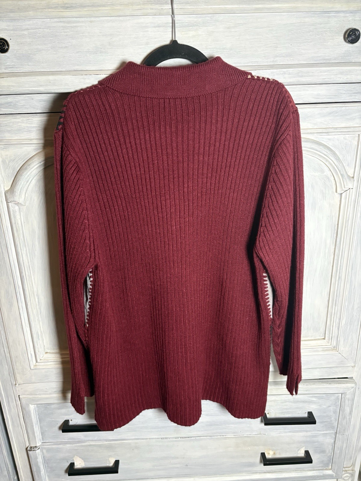 Vintage Leather Patchwork Burgundy Toggle Artsy W… - image 7