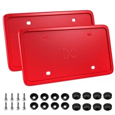 XCLPF Silicone License Plate Frame Covers 2 Pack- Front and Back Car Plate Br...