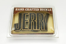 Vintage 1970's Brass Belt Buckle - JERRY - Cut Name - w/ Original Packaging