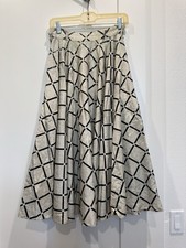 Vtg 50  s full circle skirt S black/White Flocked TAFFETA Party Rockabilly Xmas