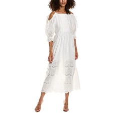 ULLA JOHNSON Narcisa cold shoulder white dress cotton 0