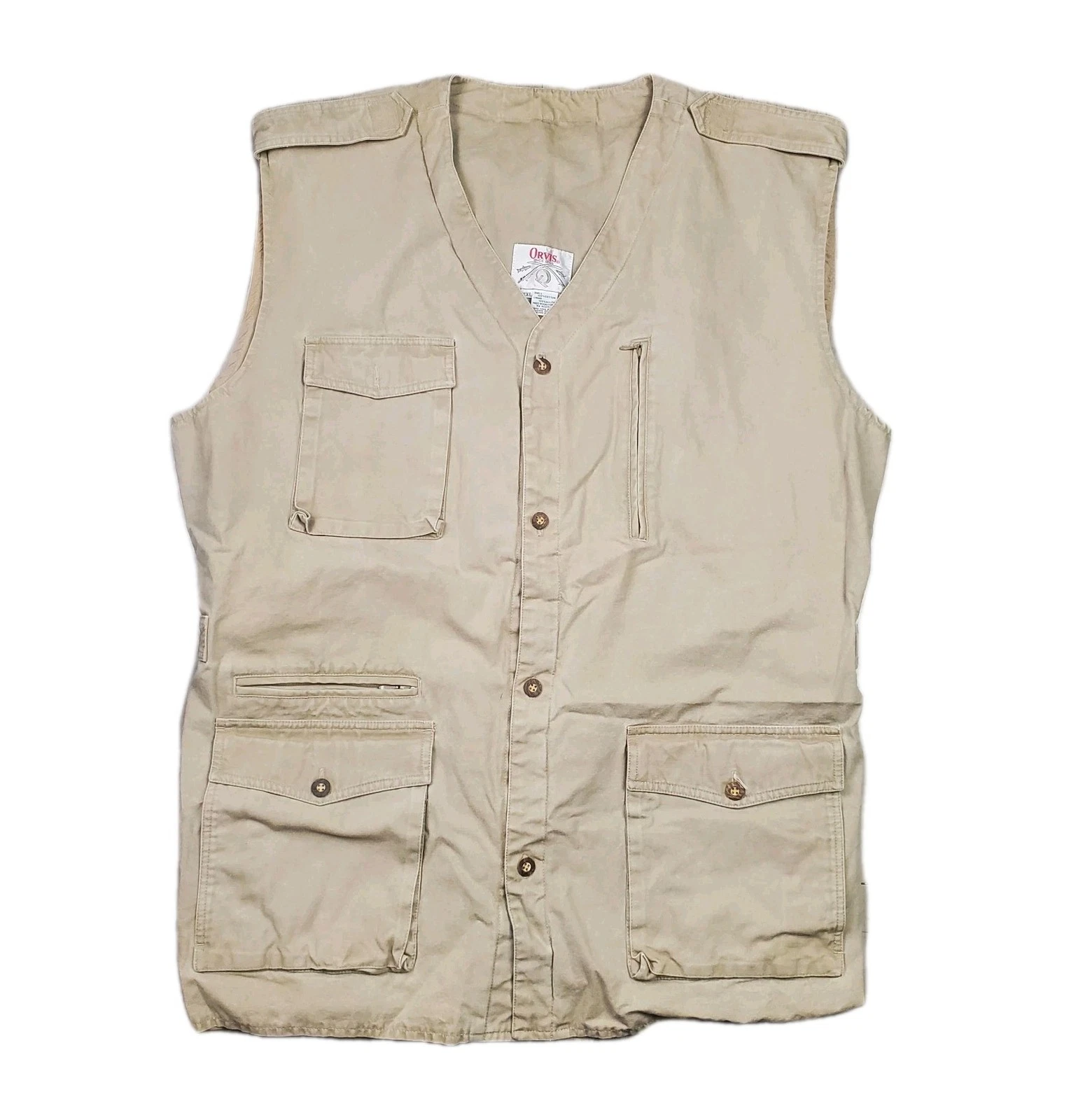 Orvis Fishing Vest XXL Tan Utility Hunting Multi Pocket Cotton Outdoor Mens 2XL