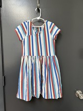 Tea Collection Girls Short Sleeve Wrap Neck Dress Regatta Blue Stripes Size 10