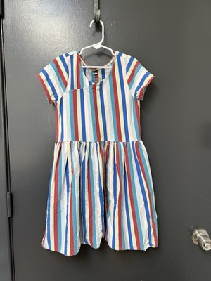 Tea Collection Girls Short Sleeve Wrap Neck Dress Regatta Blue Stripes Size 10