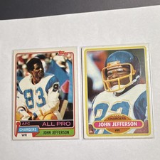 Topps 1980 John Jefferson Chargers All Pro NFL Football Card Lot - 2 Cards