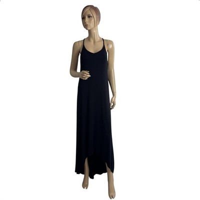 Tabitha Webb Black High Low Maxi Dress Racerback Keyhole Small