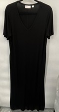 Belle By Kim Gravel Medium Tall Black Short-Sleeve V-Neck Maxi Dress A570754