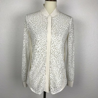 Ohne Titel Blouse Women 2 Top Button Down Top Textured Semi Sheer Shirt Ivory
