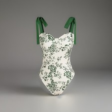 Cider Bodysuit Green White Floral Tie Straps XXS US Size 0 NWT