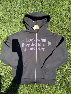 Daniel Caesar Superpowers Tour black zip up Hoodie Size Large Puff Print