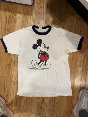 Ringer T SHIRT~ DISNEY~ 1984~ VINTAGE~ MICKEY MOUSE~ L (42-44)~ USA