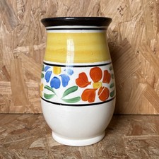 Vintage Art Deco Crown Ducal Hand Painted Floral Vase 17cm