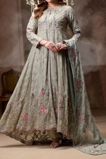 Women’s Pakistani Pret Chiffon Maxi Dress  | Embroidered Zari Sequin | Eid Party