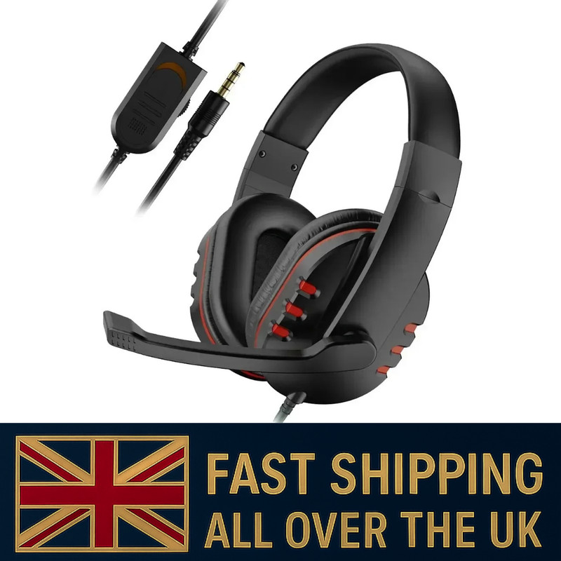 Gaming Headset with Microphone for PC Laptop PS4 Xbox One PS5 Headphones Bass UK