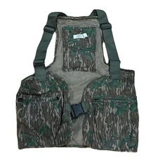 Vintage 80s Mossy Oak Green Leaf Camo Turkey Hunting Vest Made In USA Size XL