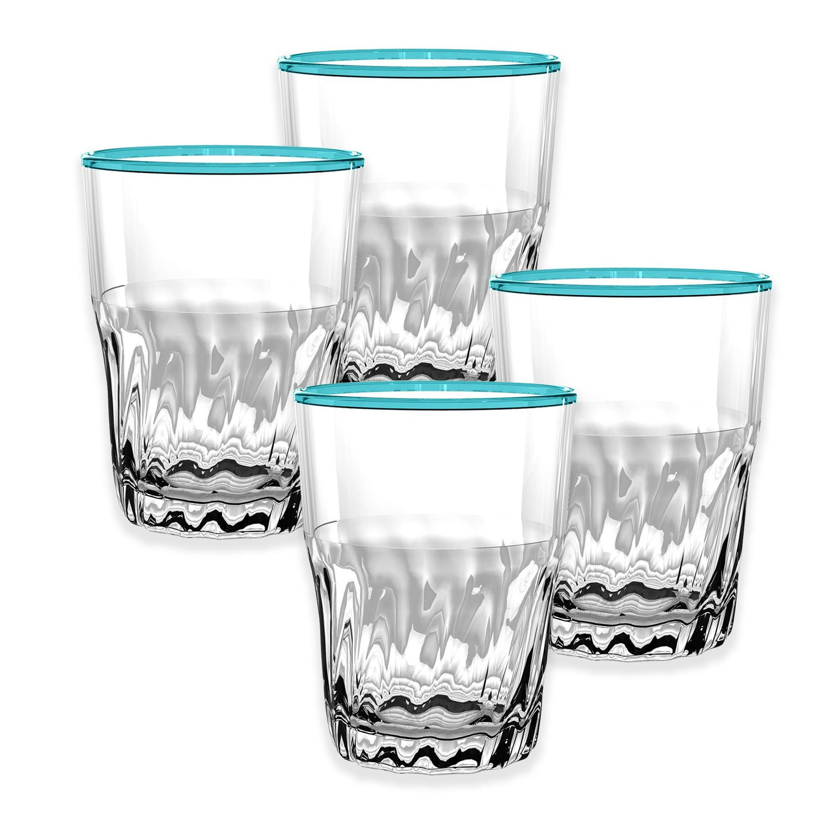 Cantina Aqua Plastic/Acrylic 15oz Drinking Cups/Tumblers - Set of 4