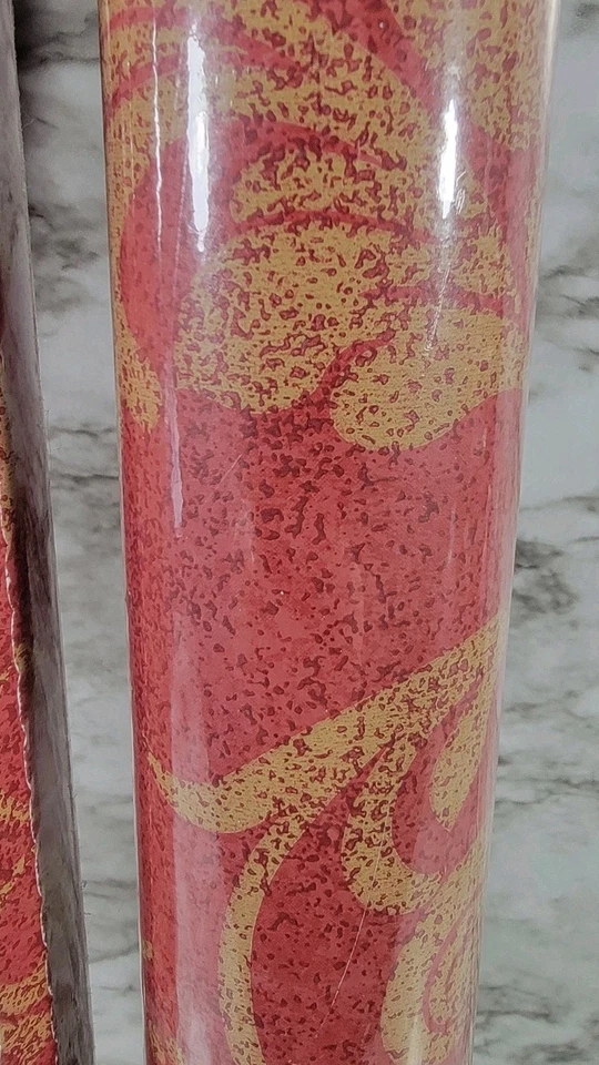 Waverly Wallpaper 27" By 9 Yd Pattern 5508124 New LOT OF 3 Gold Burgundy Damask - Image 2 of 4