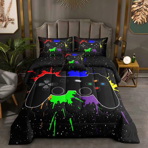 6 Pieces Gaming Bedding Set for Boys Gamer Comforter Set Full Size,Game Contr... - Picture 2 of 7