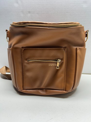 Fawn Design Vegan Leather Backpack Diaper Bag Brown