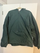 Vintage GAP Mens L Nylon Anorak Jacket Forest Green Fleece Lined Hooded Pullover