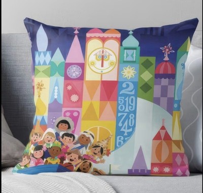 New I8  Disney IT S A SMALL WORLD Throw PILLOW Case Cover BOAT RIDE Cartoon