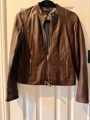 Massimo Dutti Brown Nappa Leather Jacket size M