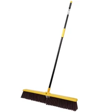 BISON LIFE Push Broom 24 Inch Heavy Duty Floor Broom Long Handle Garage Outdoor