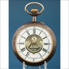 Antike freimaurerische Taschenuhr mit 66,6 mm. Auge der Vorsehung. Um 1900