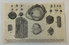 1876 magazine engraving ~ CRYSTALS AND DIAMONDS