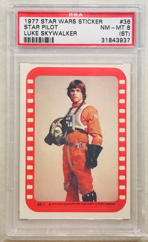 1977 Topps® STAR WARS STICKER #36 "Star Pilot Luke Skywalker" - PSA 8 (ST) - Picture 3 of 3