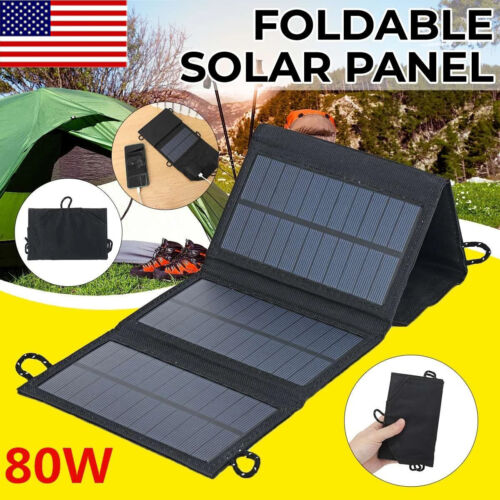 100W USB Solar Panel Kit Folding Power Bank Outdoor Camping Hiking Phone Charger - Afbeelding 1 van 12