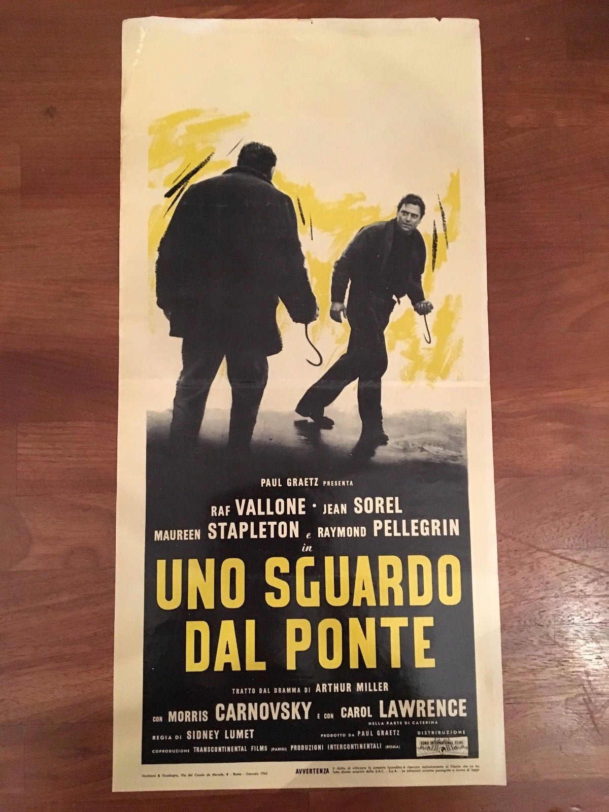 Locandina originale film Uno sguardo dal ponte (1962) - Regia di Sidney Lumet