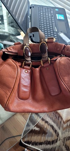 Authentic Chloe Calfskin Leather Medium Bordeaux Satchel Bag Whiskey - Picture 15 of 24
