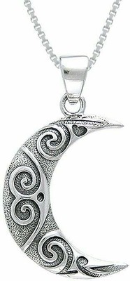 Jewelry Trends Sterling Silver Spiral Moon Celtic Necklace
