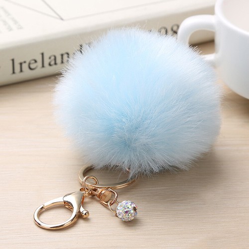 8CM Faux Fluffy Rabbit Fur Pompom Keyring Bag Charm Keychain Pom Pom Key Ring - Picture 23 of 41