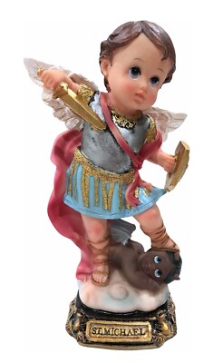 8'' St. Michael Statue Figurine Baby Face Imagen San Miguel Arcangel Estatua