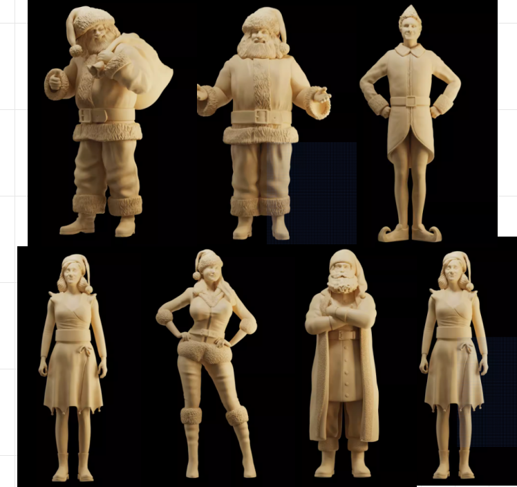 サンタクロースフィギュア 7体セット 1/43 Resin Christmas Santa Claus 7 Figures Unassembled Unpainted