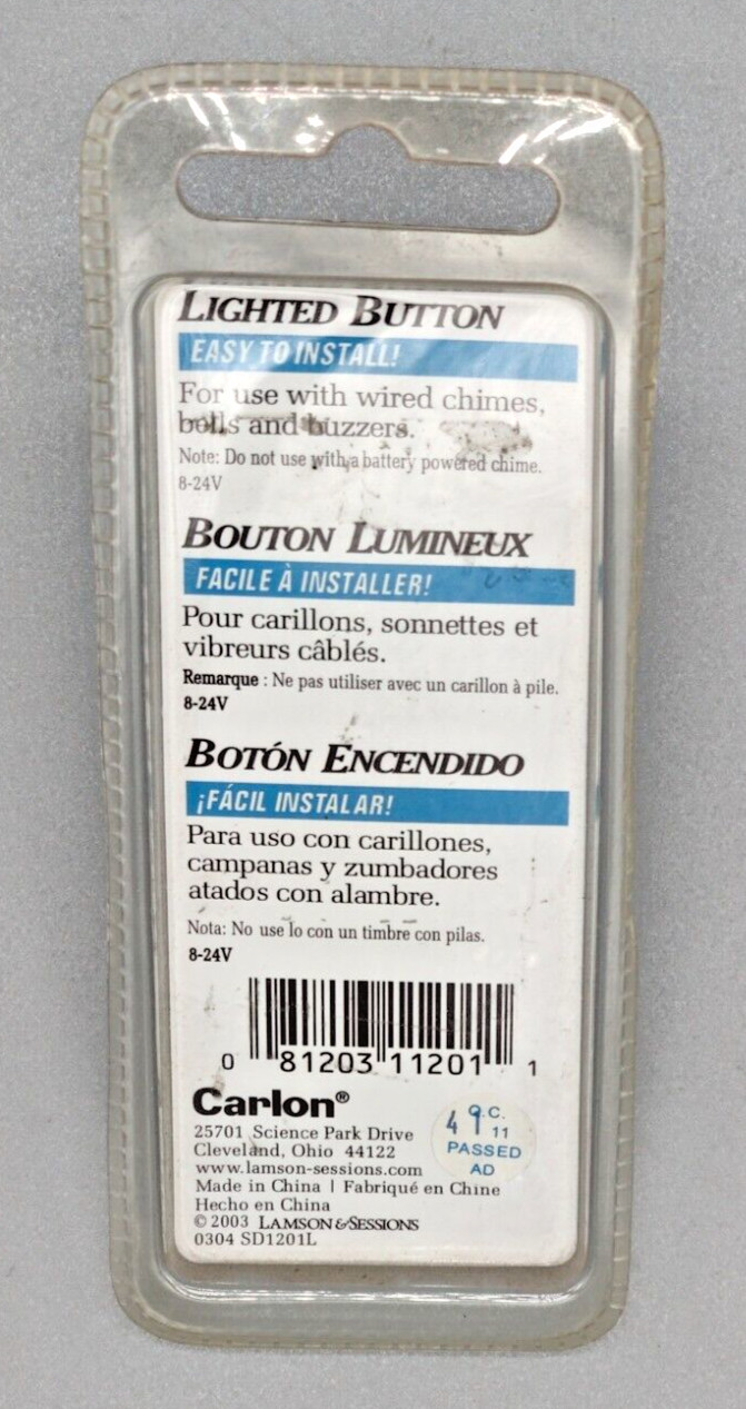 THOMAS & BETTS / CARLON Lighted White, Round Silver Chime Push Button - DH1201L