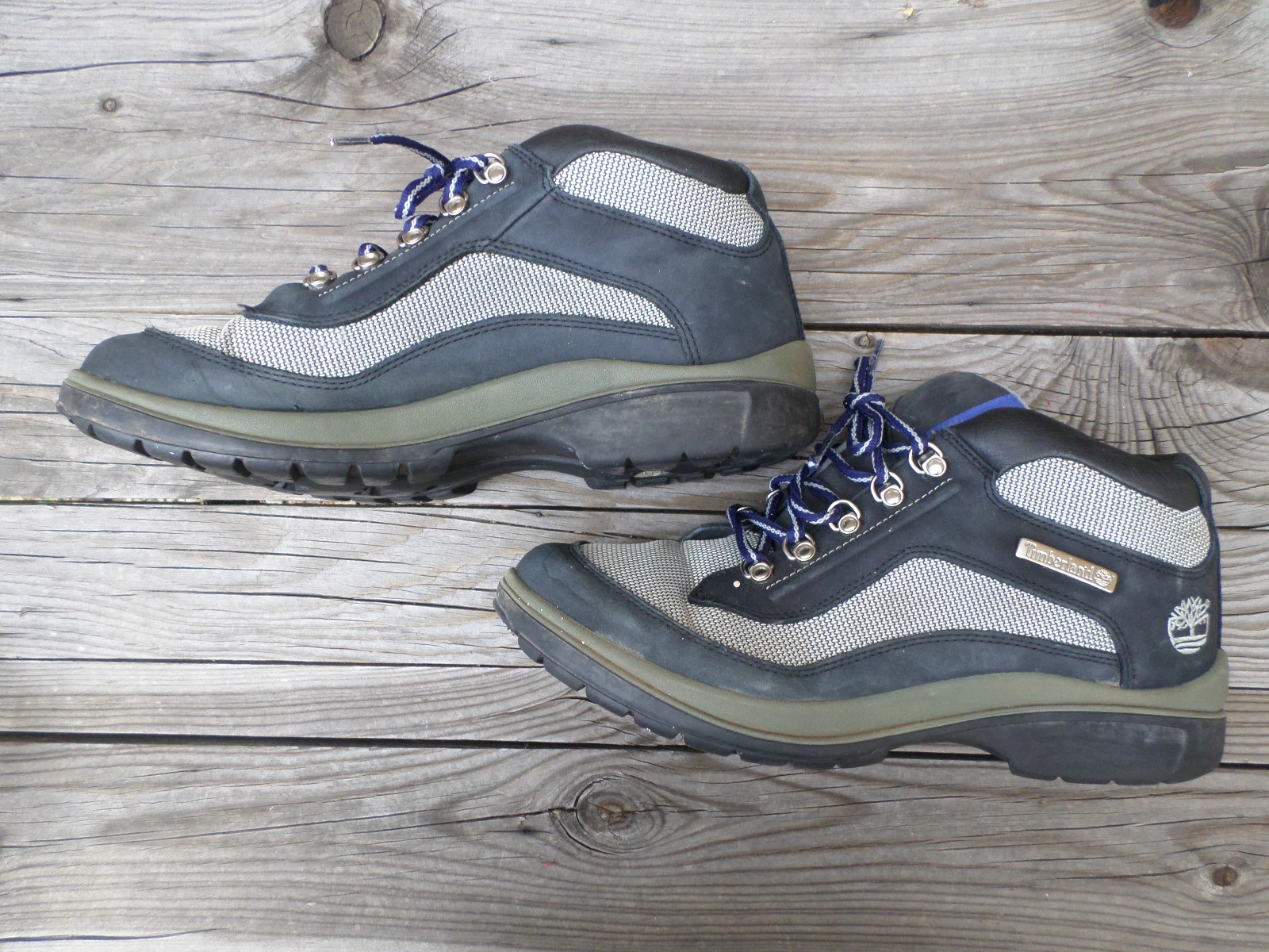 Timberland Black Gray Leather and Mesh Hiking Boots Men's 10.5 M