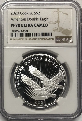 2020 COOK ISLANDS AMERICAN DOUBLE EAGLE Silver $2 NGC PF 70💥FLAWLESS QUALITY💥