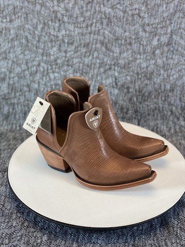 Ariat Dixon Boots Women's Size 6 B Brown Lizard Print Cowboy Bootie - 第 1/9 張圖片