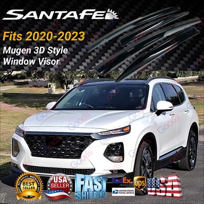 For 2019-23 Hyundai SantaFe 3D JDM Mugen Style Window Vent Visor Rain Wind Guard
