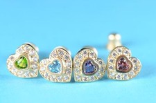 14k Solid Yellow Gold Halo Heart Stud Earrings