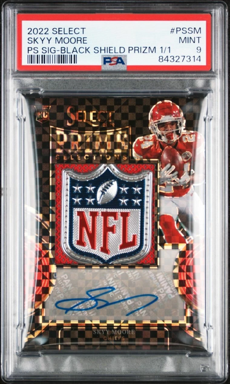 Skyy Moore Panini Select Prime Selections Signatures #PSSM Black NFL Shield Prizm 1/1